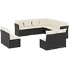 vidaXL Salon de jardin 12 pcs avec coussins noir résine tressée