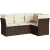 vidaXL Salon de jardin 4 pcs avec coussins marron résine tressée