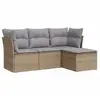 vidaXL Salon de jardin avec coussins 4 pcs beige résine tressée