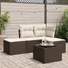 vidaXL - 5-delige - Loungeset - met - kussens - poly - rattan - bruin
