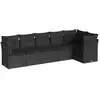 vidaXL Salon de jardin 6 pcs avec coussins noir résine tressée