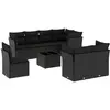 vidaXL Salon de jardin 9 pcs avec coussins noir résine tressée