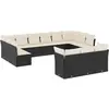 vidaXL Salon de jardin avec coussins 14 pcs noir résine tressée