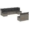 vidaXL Salon de jardin 9 pcs avec coussins gris résine tressée