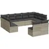 vidaXL Salon de jardin 11 pcs avec coussins gris clair résine tressée