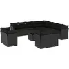 vidaXL Salon de jardin avec coussins 13 pcs noir résine tressée