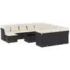 vidaXL Salon de jardin 12 pcs avec coussins noir résine tressée