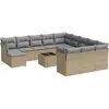 vidaXL Salon de jardin avec coussins 13 pcs beige résine tressée