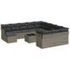 vidaXL Salon de jardin avec coussins 13 pcs gris résine tressée
