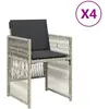 vidaXL Chaises de jardin avec coussins lot de 4 gris clair poly rotin