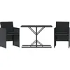 vidaXL Ensemble de bistro 3 pcs avec coussins noir résine tressée