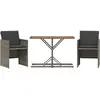 vidaXL Ensemble de bistro 3 pcs avec coussins gris résine tressée