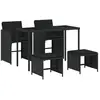 vidaXL Ensemble à manger de jardin coussins 5pcs Noir Résine tressée