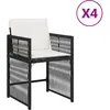 vidaXL Chaises de jardin lot de 4 avec coussins noir résine tressée