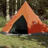 vidaXL Vidaxl Tente De Camping Tipi 4 Personnes Gris Et Orange Imperméable