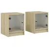 vidaXL Tables de chevet et portes vitrées 2pcs chêne sonoma 35x37x42cm