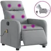vidaXL Fauteuil de massage inclinable électrique gris clair tissu