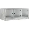 vidaXL Table basse avec portes en verre gris béton 102x50x42 cm