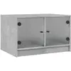 vidaXL Table basse avec portes en verre gris béton 68x50x42 cm