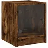 vidaXL Tables de chevet et portes vitrées 2 pcs chêne fumé 35x37x42 cm
