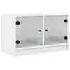 vidaXL Meuble TV avec portes en verre blanc 68x37x42 cm