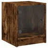 vidaXL Table de chevet avec porte en verre chêne fumé 35x37x42 cm