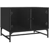 vidaXL Table basse avec portes en verre noir 68,5x50x50 cm