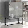 vidaXL Armoire latérale avec portes en verre gris béton 69x37x100 cm
