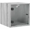 vidaXL Table de chevet avec porte en verre sonoma gris 35x37x35 cm