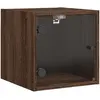 vidaXL Table de chevet avec porte en verre chêne marron 35x37x35 cm