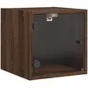 vidaXL Tables de chevet et portes vitrées 2pcs chêne marron 35x37x35cm