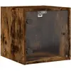 vidaXL Tables de chevet et portes vitrées 2 pcs chêne fumé 35x37x35 cm