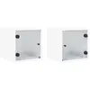 vidaXL Tables de chevet avec portes en verre 2 pcs blanc 35x37x35 cm