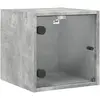 vidaXL Table de chevet avec porte en verre gris béton 35x37x35 cm