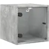 vidaXL Tables de chevet et portes vitrées 2 pcs gris béton 35x37x35 cm
