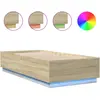 vidaXL Cadre de lit avec lumières LED chêne sonoma 120x190 cm