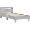vidaXL Cadre de lit tête de lit et lumières LED gris béton 90x190 cm