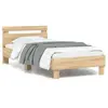vidaXL Cadre de lit tête de lit et lumières LED chêne sonoma 90x200 cm