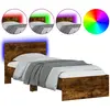 vidaXL Cadre de lit tête de lit et lumières LED chêne fumé 75x190 cm