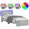 vidaXL Cadre de lit tête de lit et lumières LED gris béton 90x200 cm