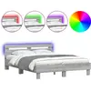 vidaXL Cadre de lit avec tête de lit et LED sonoma gris 150x200 cm
