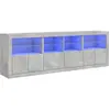 vidaXL Buffet avec lumières LED gris béton 202x37x67 cm