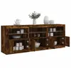 vidaXL Buffet avec lumières LED chêne fumé 181,5x37x67 cm