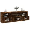 vidaXL Buffet avec lumières LED chêne fumé 202x37x67 cm