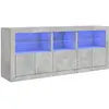 vidaXL Buffet avec lumières LED gris béton 162x37x67 cm