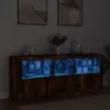 vidaXL Buffet avec lumières LED chêne fumé 162x37x67 cm