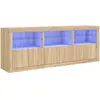 vidaXL Buffet avec lumières LED chêne sonoma 181,5x37x67 cm