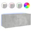 vidaXL Meuble TV mural avec lumières LED gris béton 100x35x41 cm
