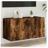 vidaXL Meuble TV mural avec lumières LED chêne fumé 80x35x41 cm