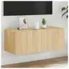 vidaXL Meuble TV mural avec lumières LED chêne sonoma 80x35x31 cm
